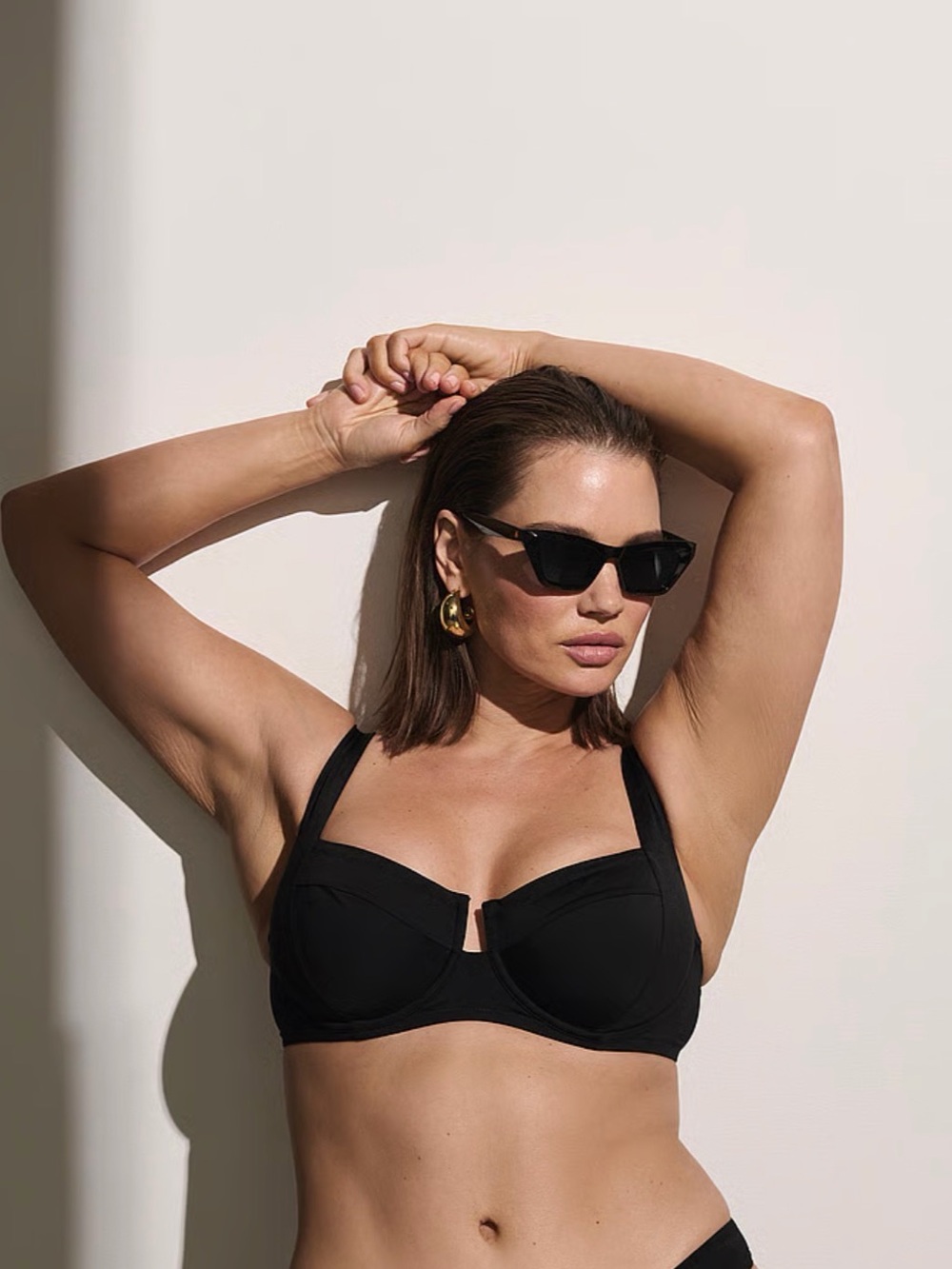 Victoria's Secret Black Textured Underwire Bikini Top with Adjustable Straps